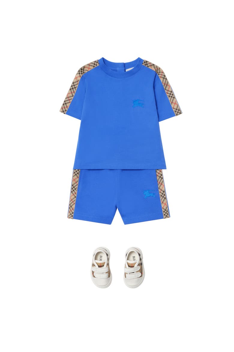 Check Trim Cotton T-shirt, Alternate, color, Hyacinth blue