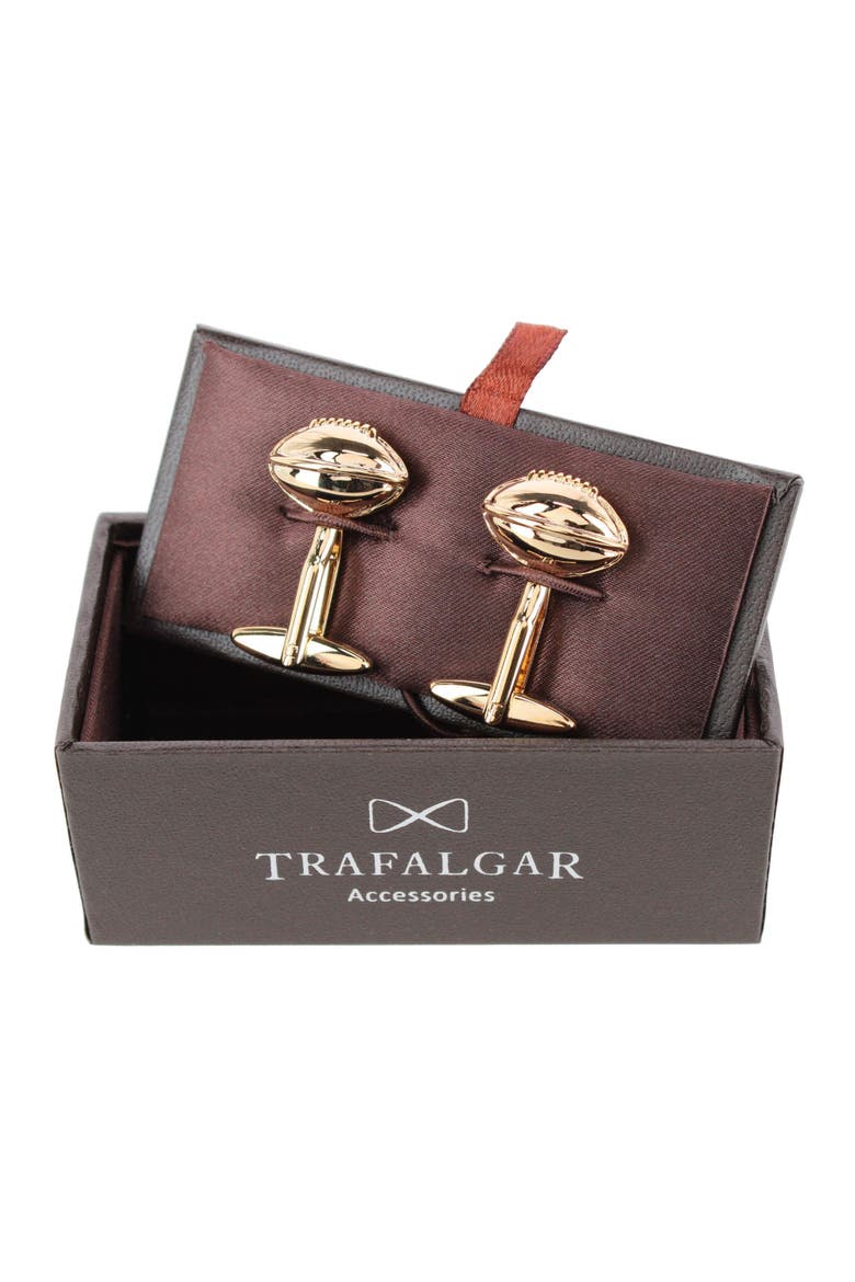 The Varsity Club Football Cufflinks, Alternate, color, Gold