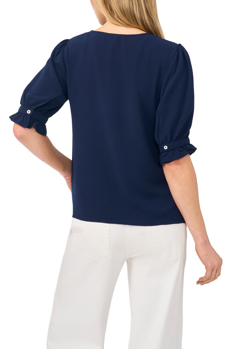 Ruffle Cuff Crepe Blouse, Alternate, color, CLASSIC NAVY