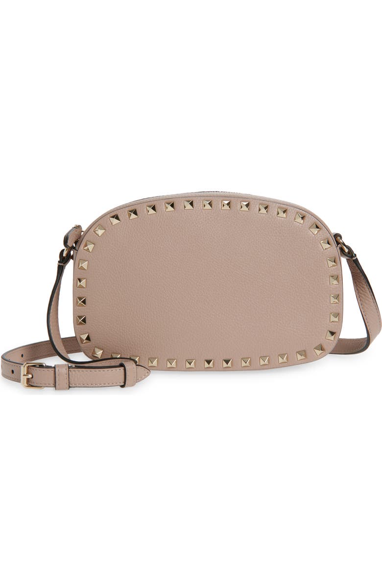 Valentino Garavani Rockstud Crossbody Camera Bag, Main, color, Poudre