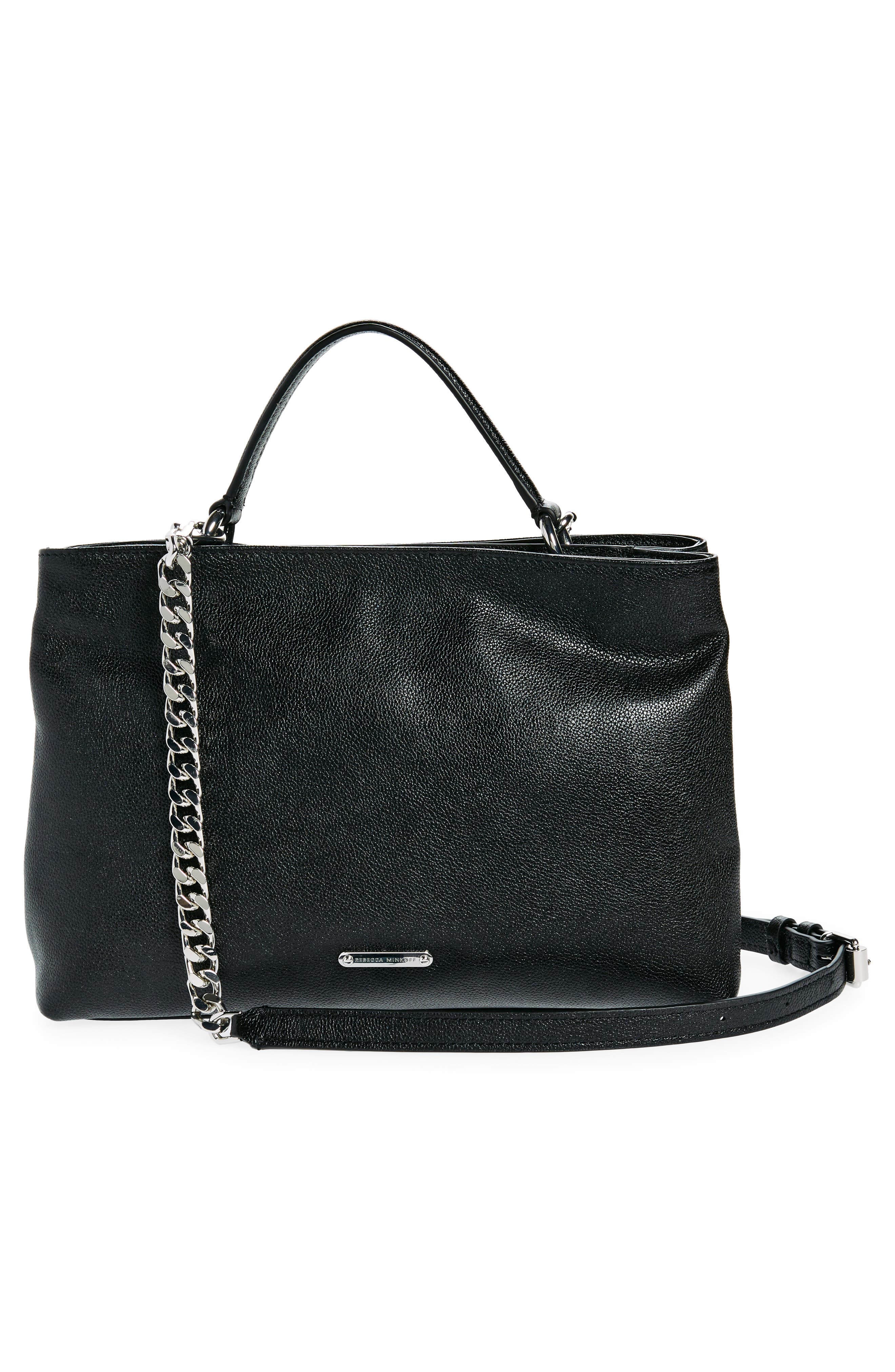Amour Leather Top Handle Bag, Alternate, color, BLACK