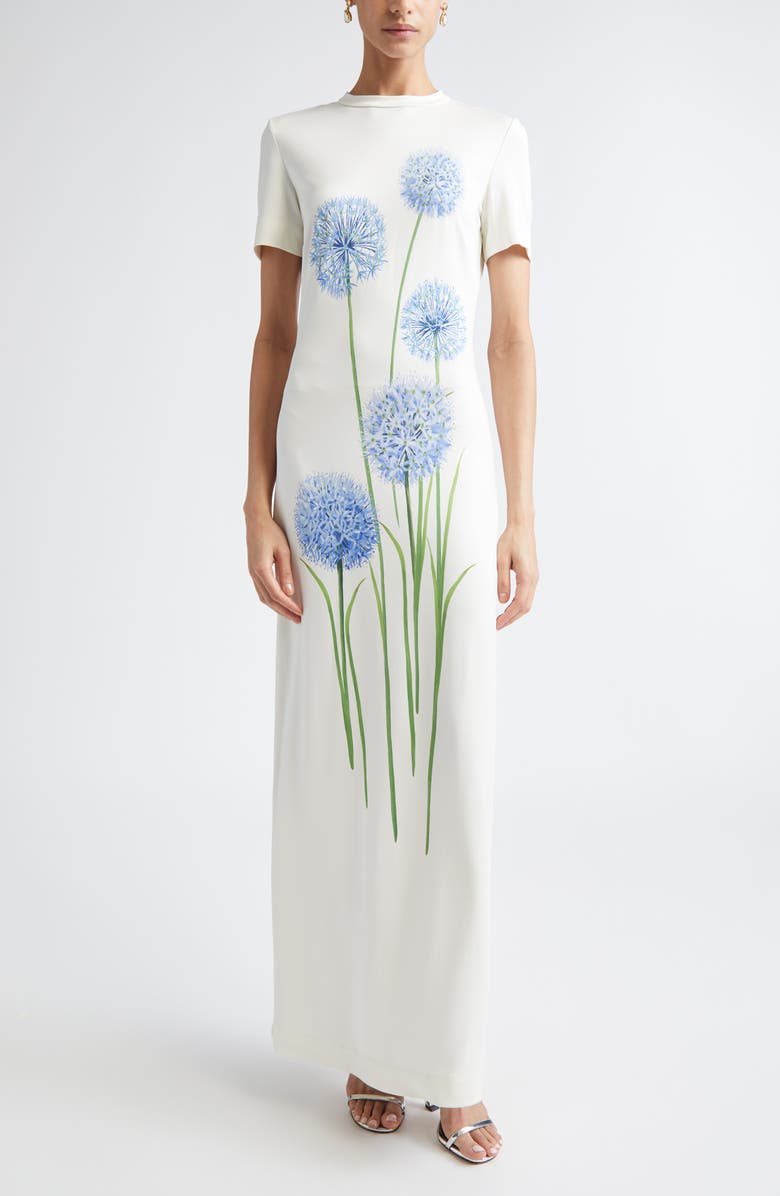 Oscar de la Renta Allium Stretch Jersey Dress, Main, color, Blue/ White