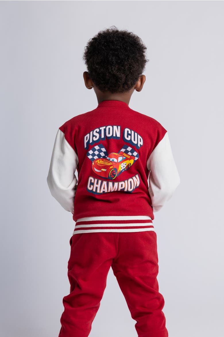 Cars Lightning McQueen Fleece Varsity Jacket and Pants Set, Alternate, color, Lightning McQueen Red
