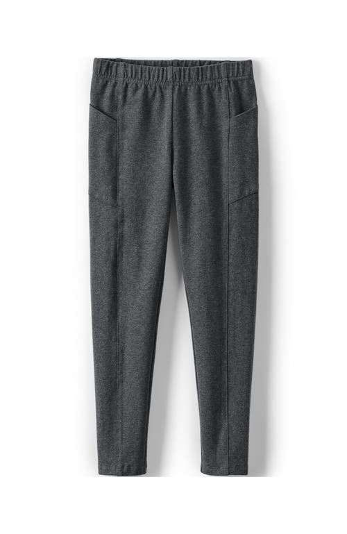 Lands' End Girls Tough Cotton Ankle Legging With Pockets In Charcoal Heather