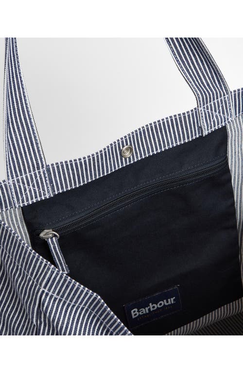 Barbour Tynedale Stripe Canvas Tote In Navy/white