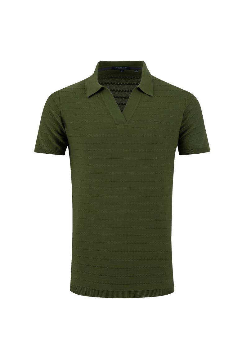 Tyne Trophy Neck Knitted Polo Shirt, Alternate, color, Ginko Green