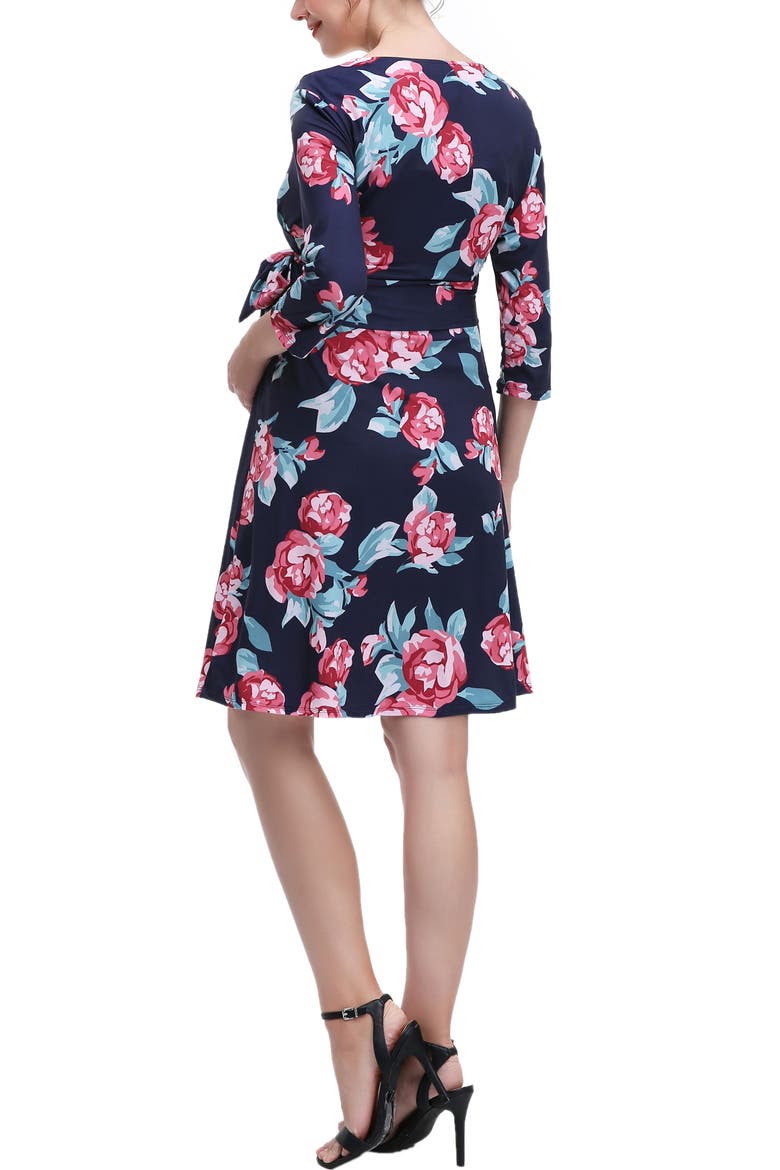 Phoebe Floral Faux Wrap Maternity Nursing Dress, Alternate, color, Multicolored