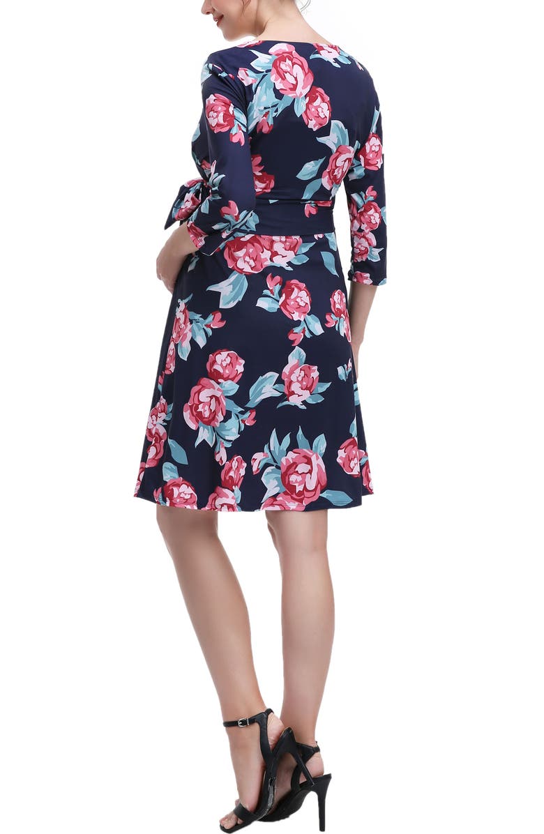 Kimi & Kai Phoebe Floral Faux Wrap Maternity Nursing Dress, Alternate, color, Multicolored