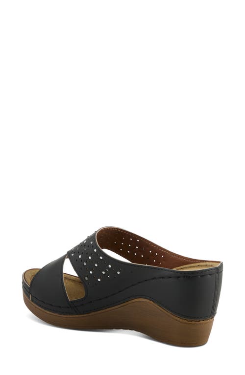 Flexus By Spring Step Perforated Wedge Sandal In Black