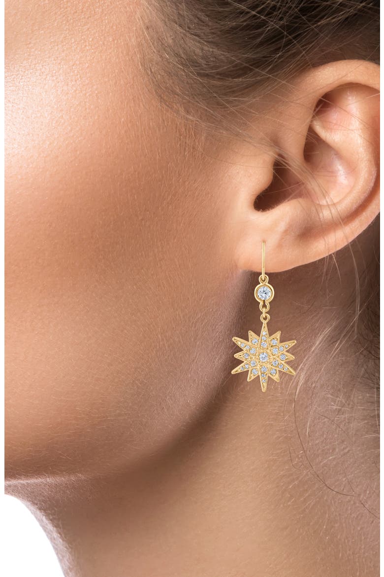 Star Cubic Zirconia Drop Earrings, Main, color, GOLD