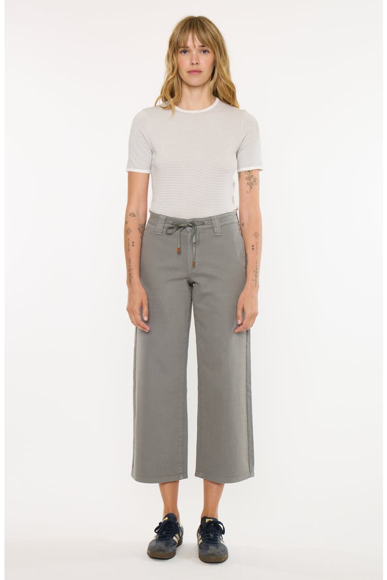 Lana High Rise Crop Wide Leg Pants, Main, color, Olive