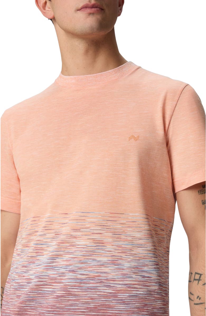 Missoni Crewneck T-shirt In Slub Cotton And Linen With Zigzag Embroidery, Alternate, color, Orange & Red