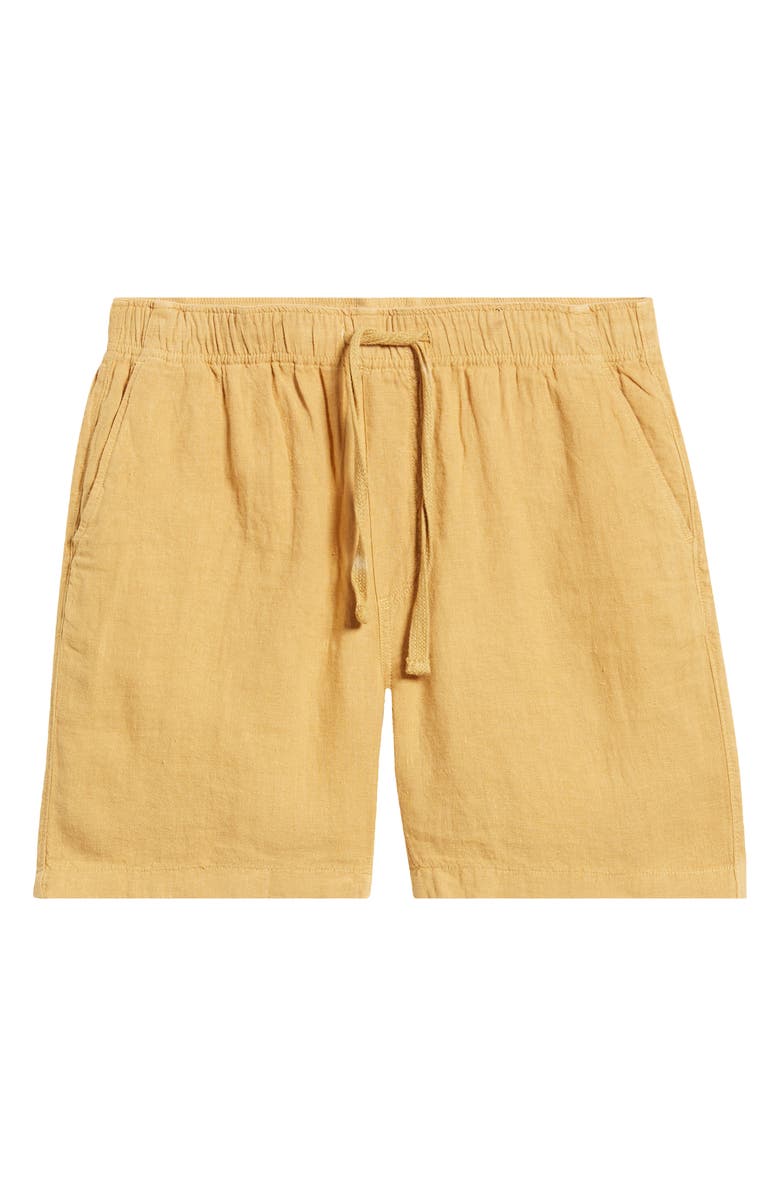 Faherty Essential Linen Shorts, Alternate, color, Sunset Gold