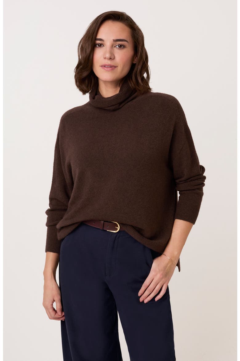 Slouchy Roll Neck Jumper, Main, color, Chocolate