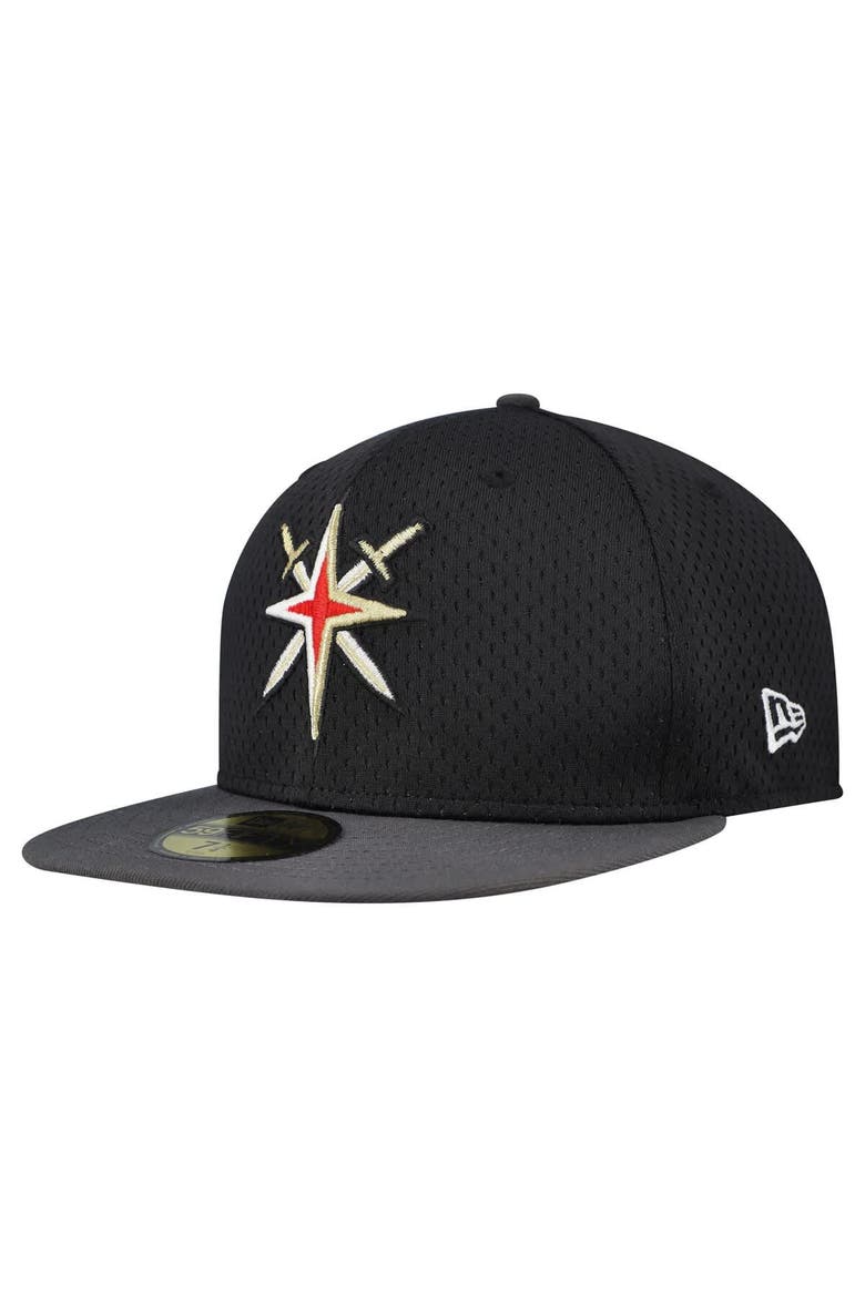 Men's New Era Black/Gray Vegas Golden Knights Mesh Crown Two-Tone 59FIFTY Fitted Hat, Alternate, color, Black
