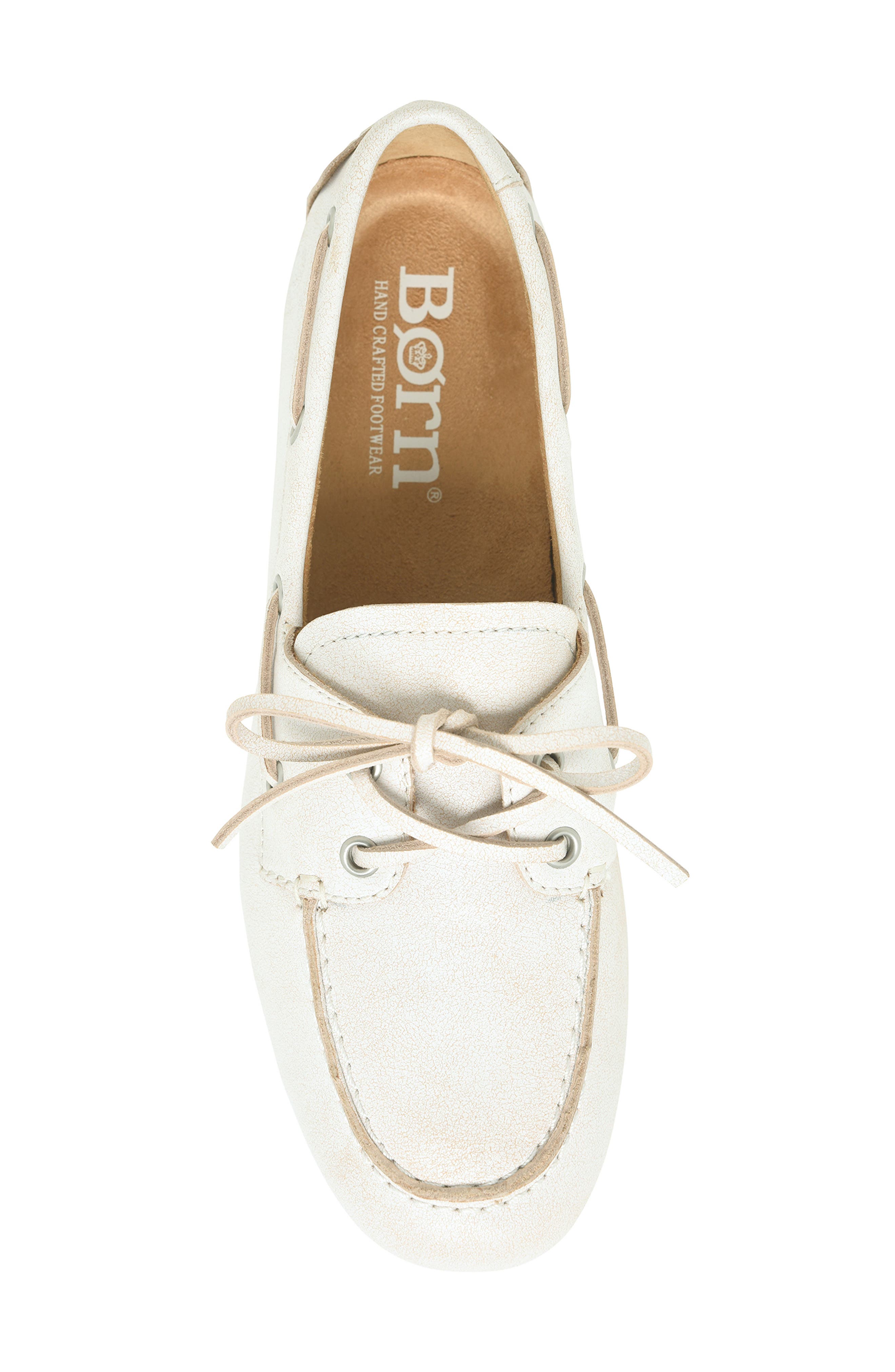Børn Faye Boat Shoe, Alternate, color, White Leather