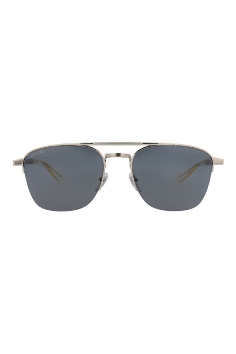 60mm Aviator Sunglasses, Main, color, SILVER SILVER GREY