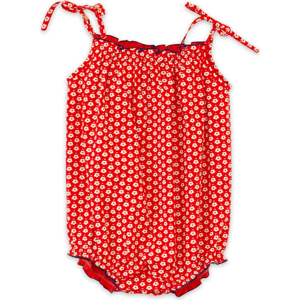 Beet World Baby Romper With Smocked Neck In Red