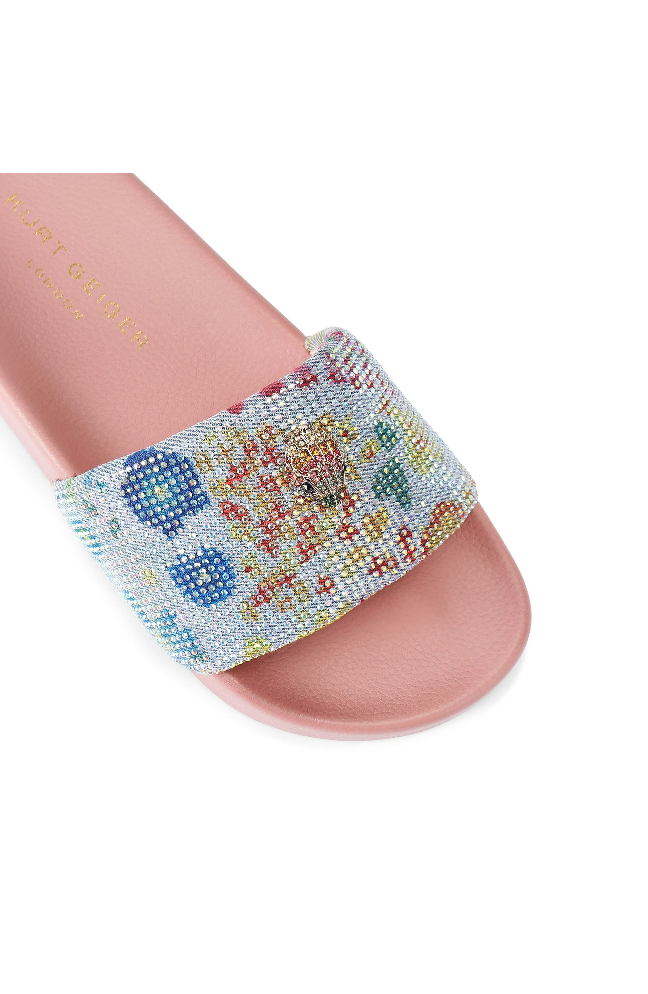 Meena Eagle Slide Sandal, Alternate, color, LIGHT PINK/ PASTEL BLUE