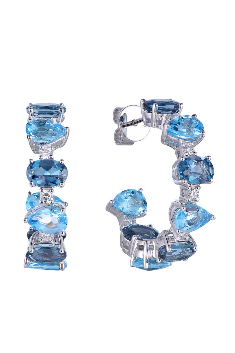 Swiss Blue & London Blue Topaz Earrings with Diamonds, Main, color, London Blue & Swiss Blue