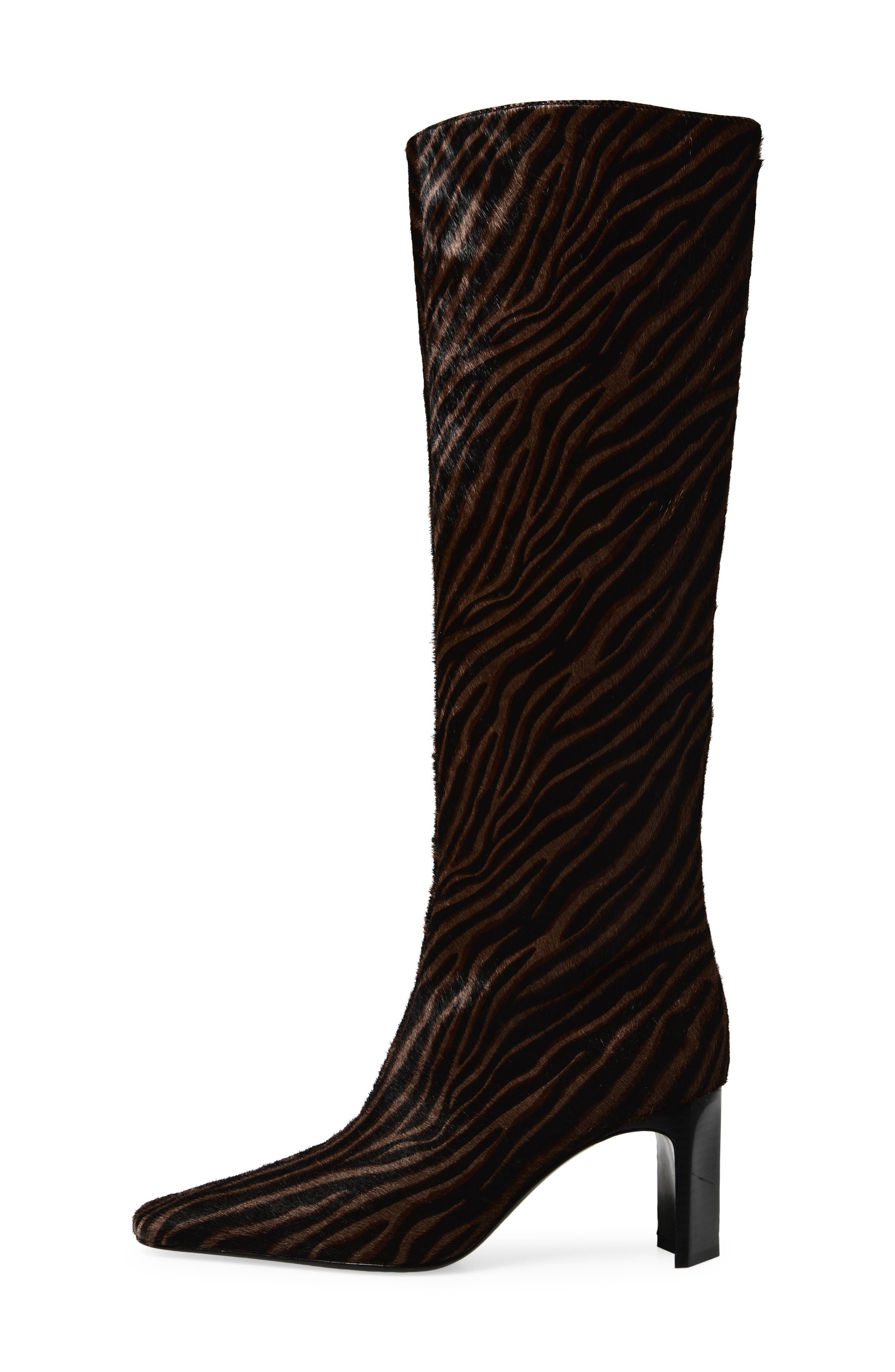 Kristie Genuine Calf Hair Knee High Boot, Alternate, color, DARK BROWN