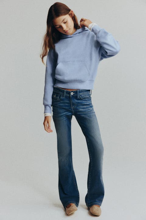 Embroidered-detail Flared Low Jeans