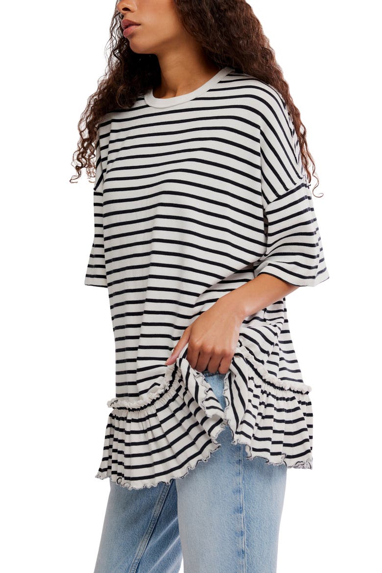 Why Yes Stripe T-Shirt, Alternate, color, BLACK AND WHITE COMB