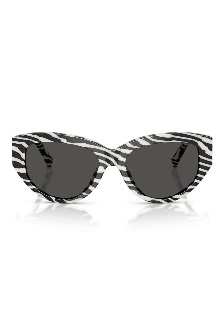 55mm Cat Eye Sunglasses, Main, color, ZEBRA / DARK GREY