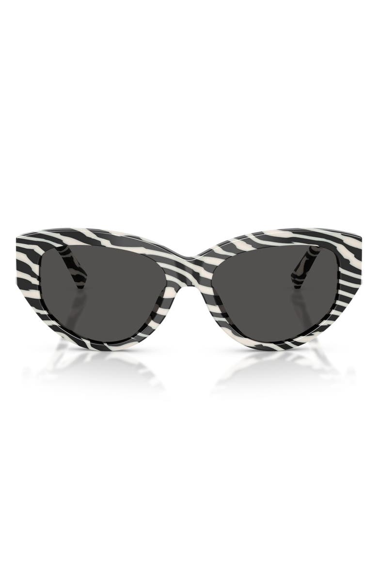 Dolce&Gabbana 55mm Cat Eye Sunglasses, Main, color, Zebra / Dark Grey