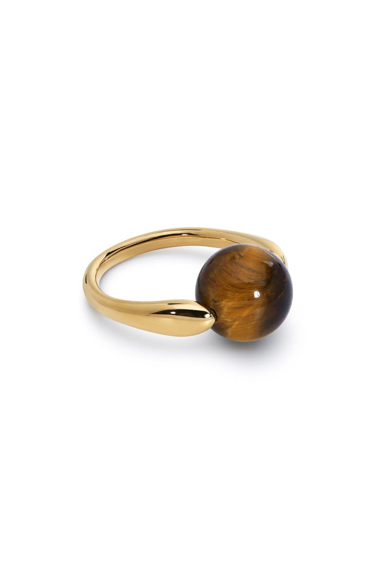 x Kate Young Semiprecious Stone Ring, Main, color, 18CT GOLD VERMEIL / TIGERS EYE