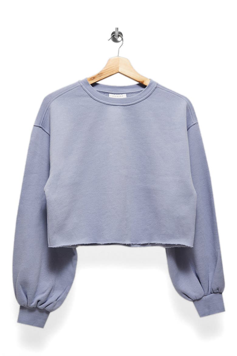 Puff Sleeve Crop Sweatshirt, Alternate, color, BLUE