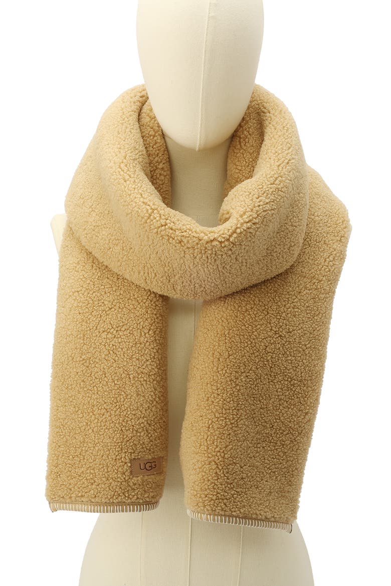 Whipstitch High Pile Fleece Scarf, Alternate, color, SAND