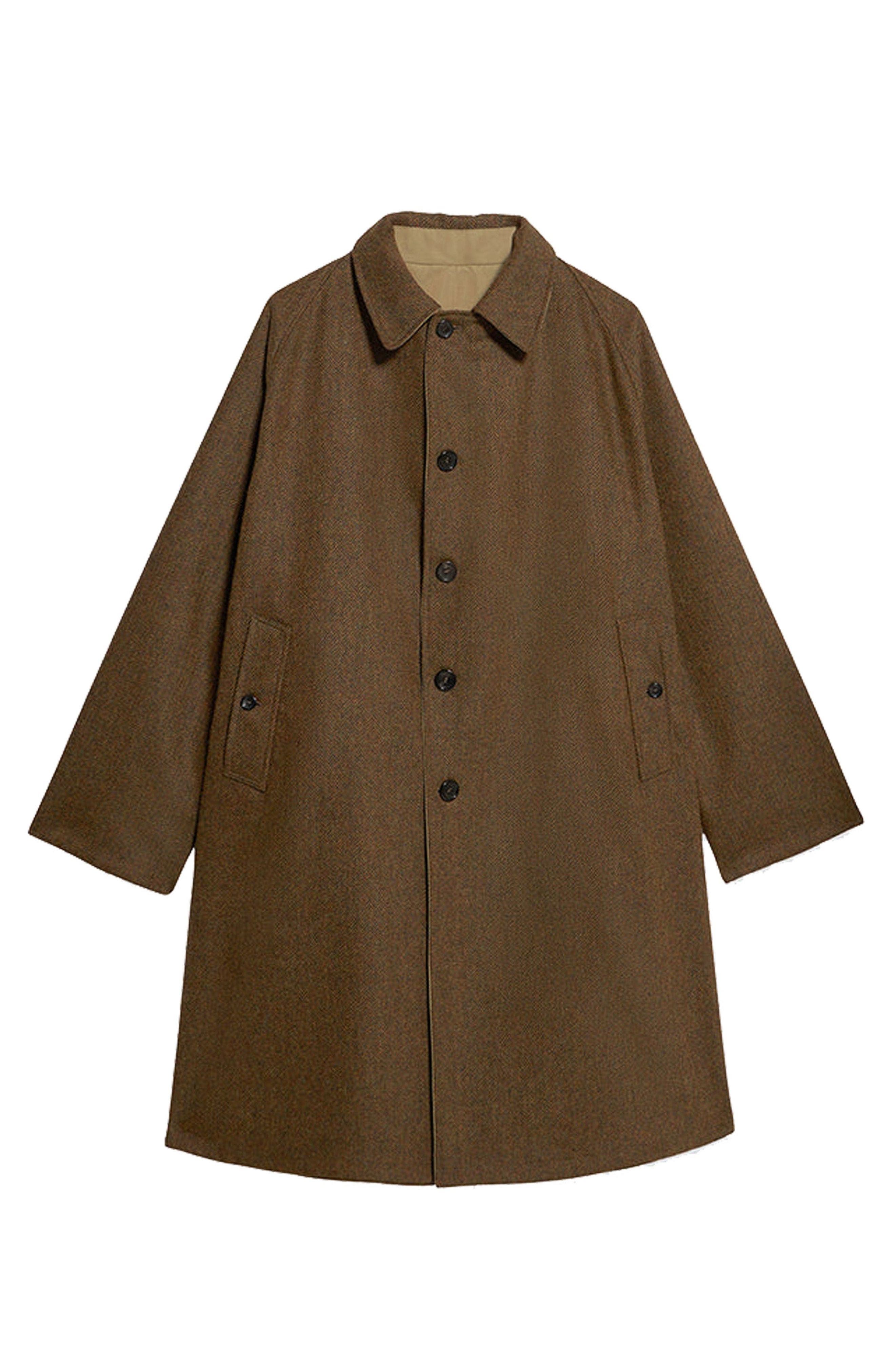 Stanford Herringbone Wool Double-Faced Single-Breasted Coat