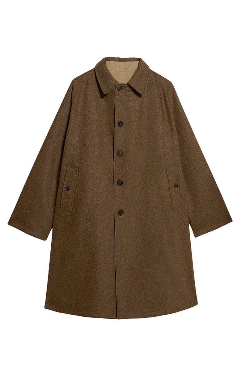 Fortela Stanford Herringbone Wool Double-Faced Single-Breasted Coat, Main, color, Brown