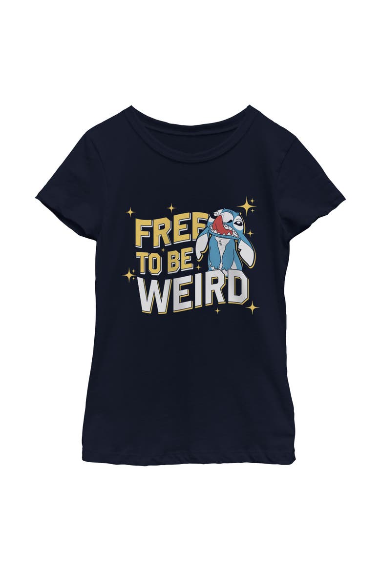 Girl's Lilo & Stitch Free To Be Weird  Graphic T-Shirt, Main, color, Navy Blue