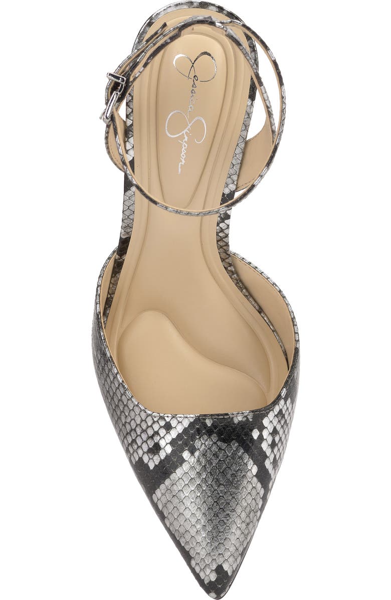 Jessica Simpson Nazela Pointed Toe Ankle Strap Pump, Alternate, color, Chrome