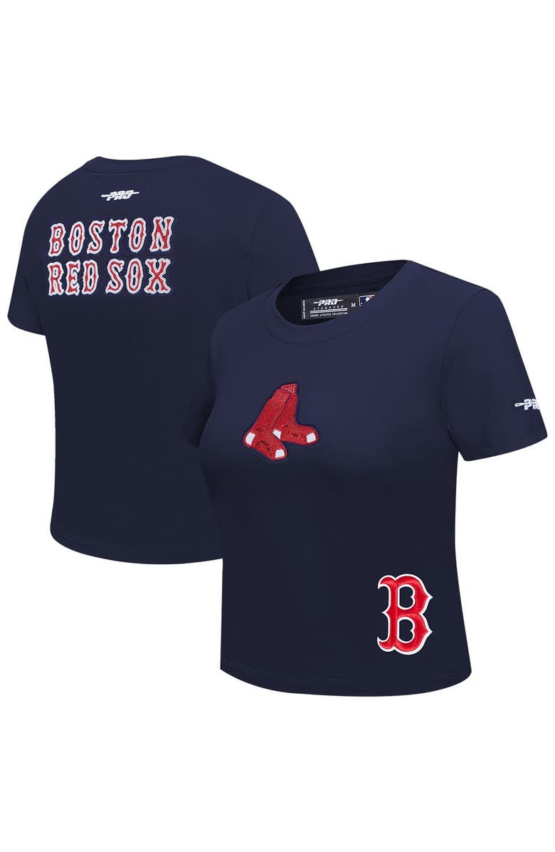PRO STANDARD Women's Pro Standard  Navy Boston Red Sox Game Day Classics Baby Doll Cropped T-Shirt, Main, color, 