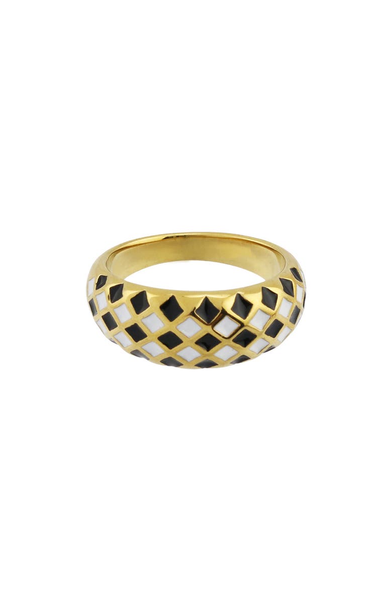 REBL Checkered Enamel Domed Ring, Alternate, color, Gold