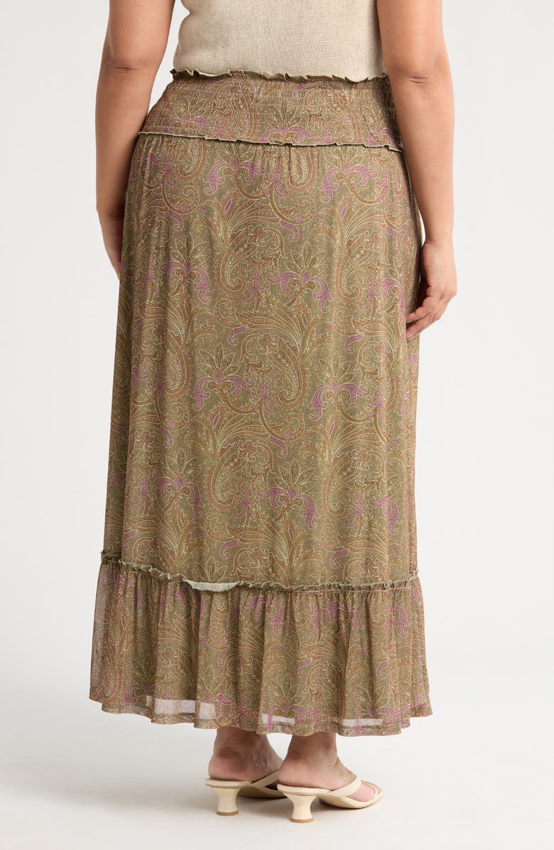 DR2 by Daniel Rainn Paisley Smocked Waist Maxi Skirt, Alternate, color, Green