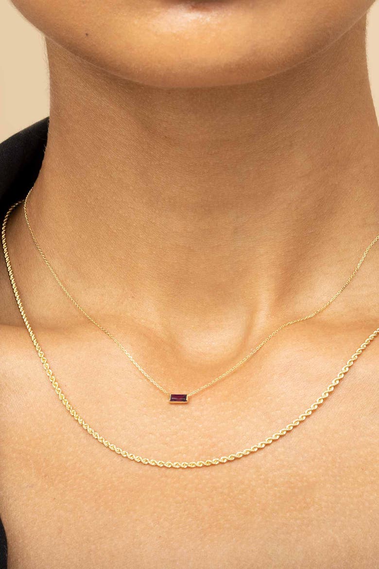 14K Gold Fresco Baguette Pendant Necklace, Alternate, color, Gold/White