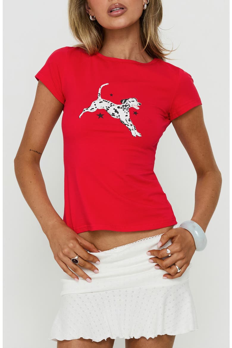 Dalmation Love Graphic Baby Tee, Main, color, RED