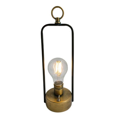Metal 11.02 in. Gold Wire Hanging LED Bulb Light