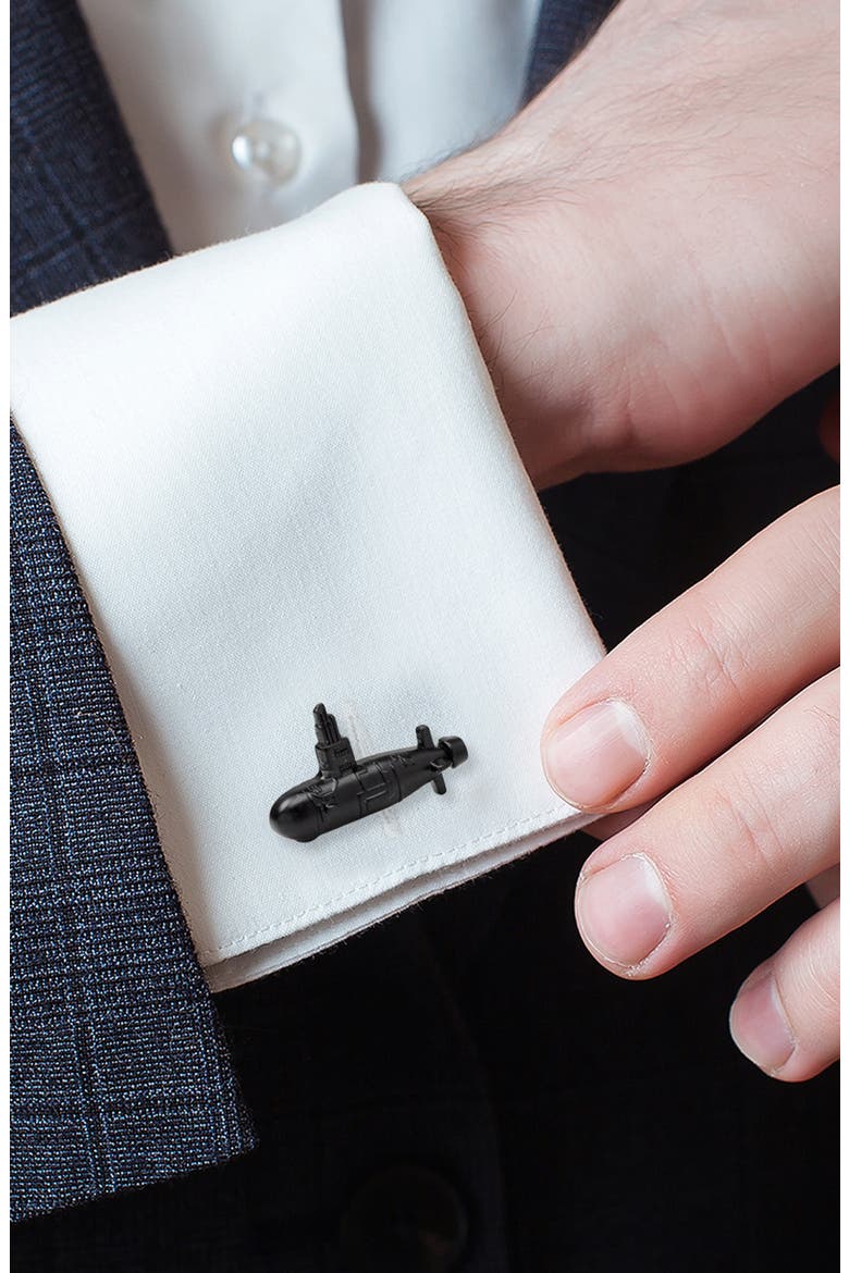 3D US Submarine Black Cuff Links, Alternate, color, BLACK