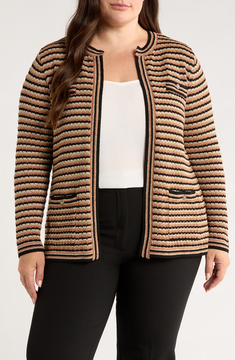 Anne Klein Stripe Kissing Cardigan, Main, color, 