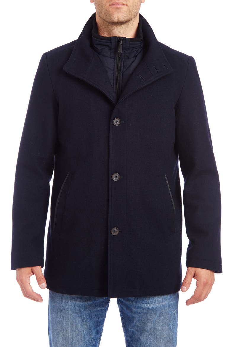 Short Wool Blend Car Coat, Main, color, NAVY