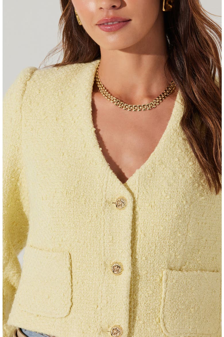 Marleigh Crop Tweed Jacket, Alternate, color, LEMON