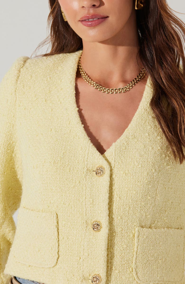 ASTR the Label Marleigh Crop Tweed Jacket, Alternate, color, Lemon