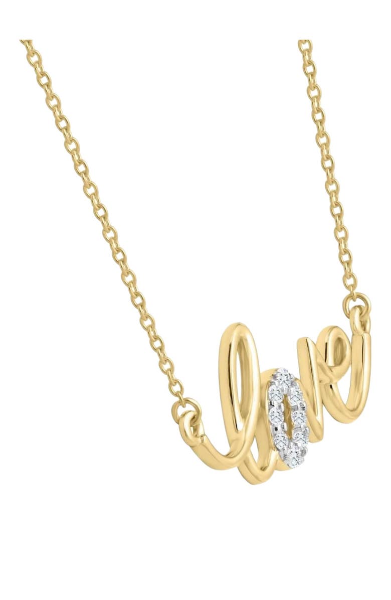 Bliss Diamond 1/10Ct Diamond Love Pendant Scrip Gold Lab Grown Women's 18" Necklace, Alternate, color, 10K Yellow Gold