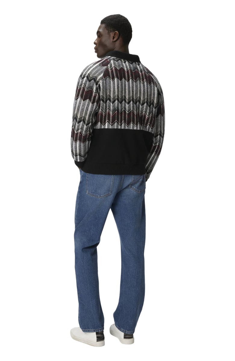 Missoni Bomber With Zigzag Insert In Wool Blend, Alternate, color, Beige & Burgundy