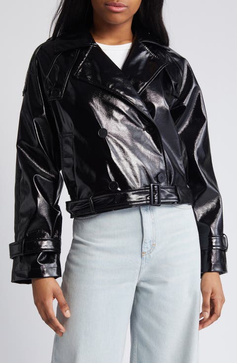 Neal Patent Faux Leather Moto Jacket